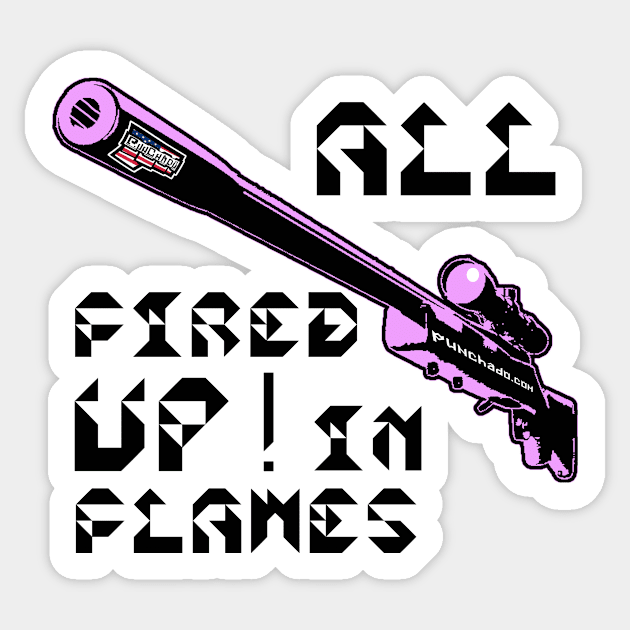 All Fired Up In Flames, v. Code Pink Blk Text Sticker by punchado